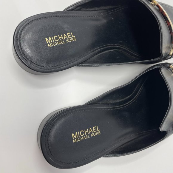 Michael Kors Nadia Leather Slide Loafer Mules Shoes Black Sz 9 - Picture 8 of 8